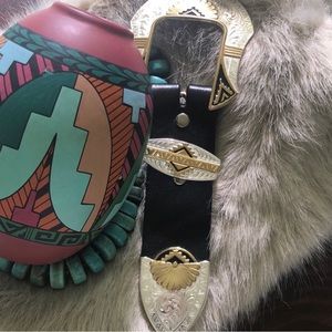 Beautiful Zuni Design Belt Buckle Set!